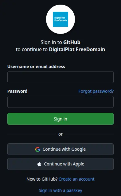 轉跳 GitHub 登入畫面，點擊下面的 Continue with Google 登入