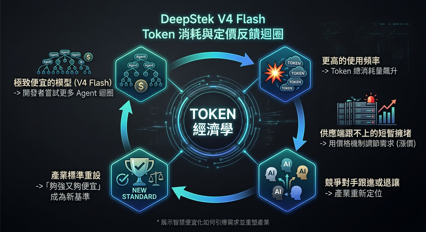 DeepSeek V4 Flash Token 消耗與定價反饋迴圈